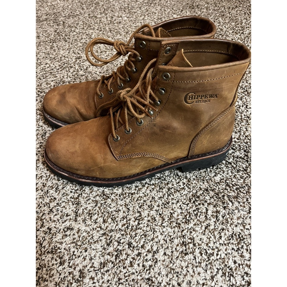Chippewa Classic 2.0 Mens 6" Leather Plain Steel Toe Work Boots Brown Size 14 EE